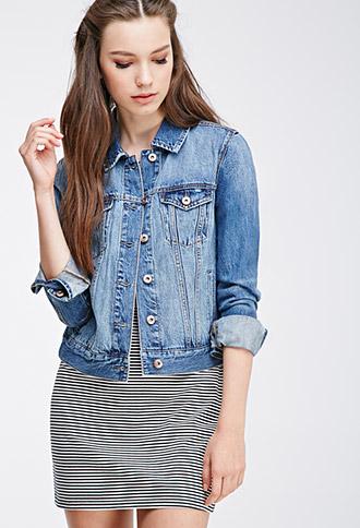 Forever21 Classic Denim Jacket Denim Medium