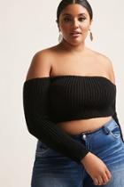 Forever21 Plus Size Ribbed Off-the-shoulder Crop Top