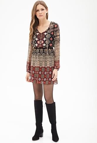 Forever21 Contemporary Tribal Print Chiffon Dress