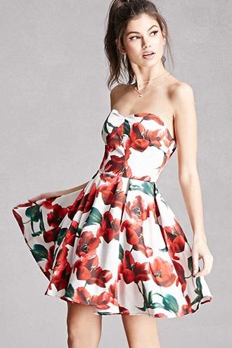 Forever21 Floral Strapless Mini Dress