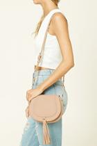 Forever21 Taupe Faux Leather Tassel Crossbody