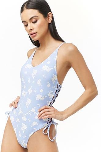 Forever21 South Beach London Lace-up One-piece Swimsuit