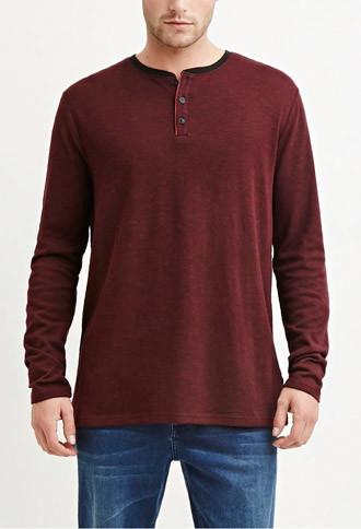 21 Men Men's  Burgundy Marled Cotton-blend Tee