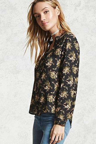 Forever21 Floral Popover Blouse