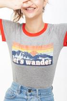 Forever21 Lets Wander Graphic Ringer Tee