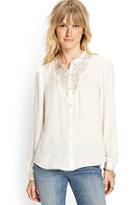 Forever21 Contemporary Lace Front Buttoned Top