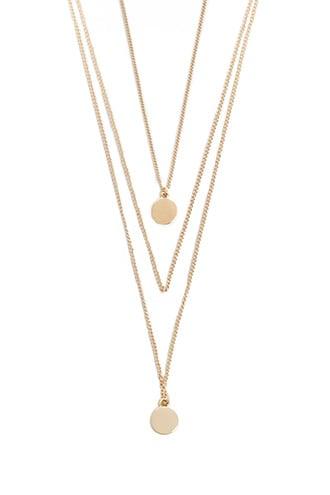 Forever21 Disc Pendant Layered Necklace Set