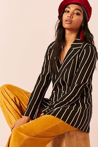 Forever21 Stripe Double-breasted Blazer
