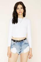 Forever21 Women's  High-neck Ribbed Crop Top