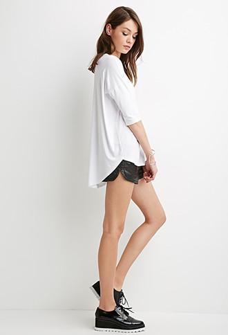 Forever21 Oversized Curved-hem Top