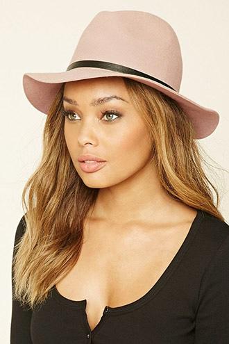 Forever21 Women's Camel Banded Wool Fedora