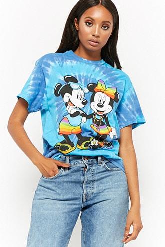Forever21 Mickey & Minnie Graphic Tie-dye Tee