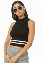 Forever21 Varsity Striped Mock Neck Top