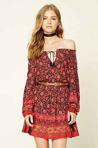 Forever21 Floral Self-tie Peasant Dress