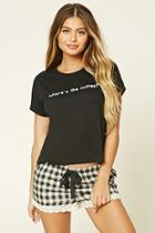Forever21 Women's  Black & Cream Where's The Coffee Pj Set