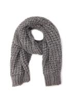 Forever21 Women's  Loose Knit Oblong Scarf (grey/black)