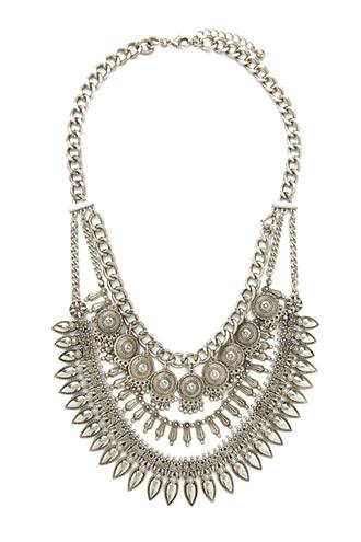 Forever21 Etched Charms Statement Necklace