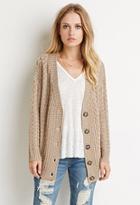 Forever21 Women's  Buttoned Cable Knit Cardigan (taupe/tan)