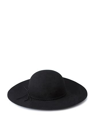 Forever 21 Braided Tassel Floppy Hat Black/black Sm/med