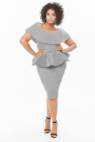 Forever21 Plus Size Striped Peplum Dress