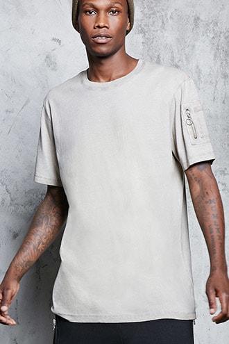 Forever21 Stonewashed Utility Pocket Tee