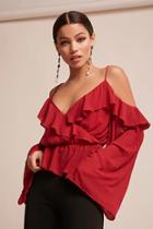 Forever21 Ruffle Open-shoulder Surplice Top