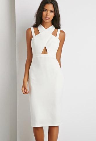 Forever21 Women's  Crisscross Strappy Dress (cream)