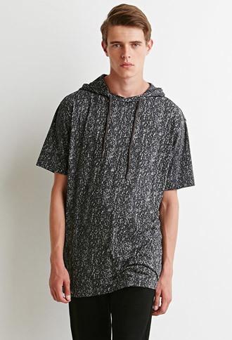 21 Men Hooded Abstract Print Tee