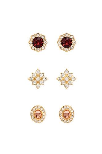 Forever21 Gold & Purple Rhinestone Stud Set