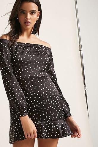 Forever21 Star Satin Off-the-shoulder Dress
