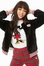 Forever21 Mickey Mouse Faux Fur Varsity Jacket