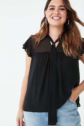 Forever21 Plus Size Chiffon Split Neck Top
