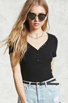 Forever21 Ribbed Knit Button Top