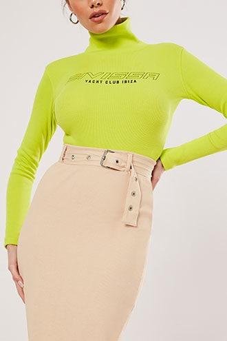 Forever21 Missguided Belted Lettuce-edge Skirt