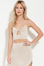 Forever21 Women's  Beige Twist-front Cropped Cami