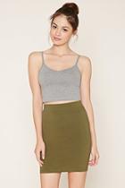 Forever21 Women's  Olive Cotton-blend Pencil Skirt