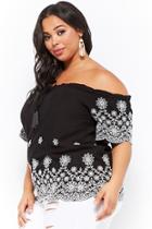 Forever21 Plus Size Floral Embroidery Off-the-shoulder Top