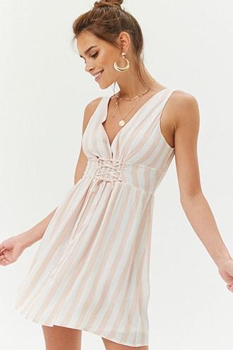 Forever21 Striped V-cut Corset Dress