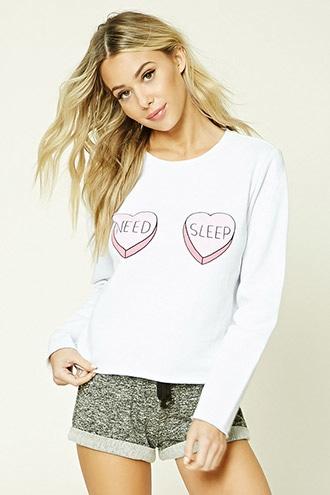 Forever21 Need Sleep Graphic Pj Top