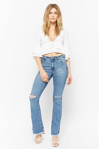 Forever21 Distressed Flare Jeans