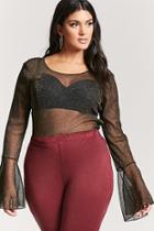 Forever21 Plus Size Sheer Glitter Bell-sleeve Top