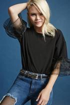 Forever21 Organza-sleeve Relaxed Tee