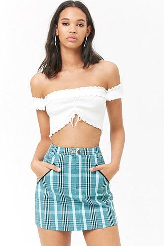Forever21 Zip-pocket Plaid Mini Skirt