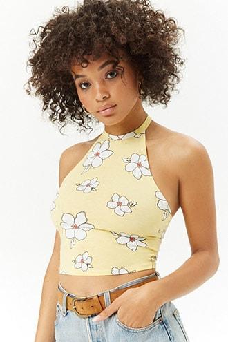 Forever21 Floral Halter Crop Top