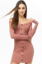 Forever21 Off-the-shoulder Mock Button Dress