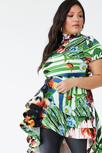 Forever21 Plus Size Floral & Patternblock High-low Dress