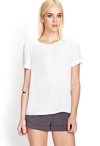 Forever21 Women's Flowy Cuffed Sleeve Top