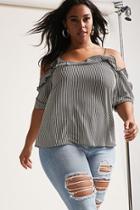 Forever21 Plus Size Striped Open-shoulder Top