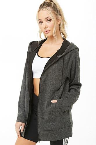 Forever21 Active Longline Zip-up Hoodie