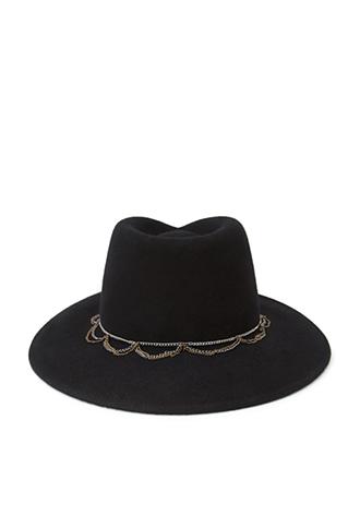Forever21 Chained Wool Fedora Black One Size